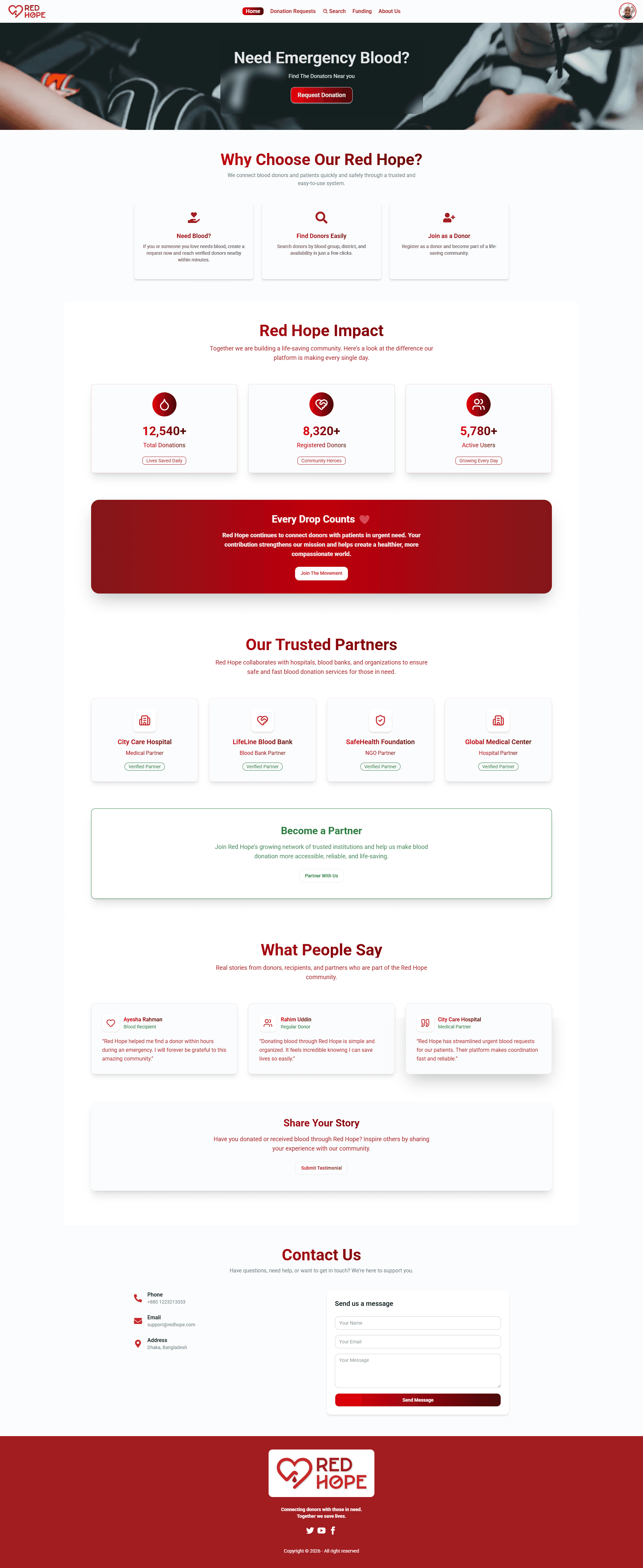 Red Hope Blood Donation Platform preview